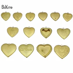 BoYuTe (50 Pieces/Lot) Metal Brass Heart Shaped Photo Locket Pendant Can Open Diy Jewelry Accessories Wholesale