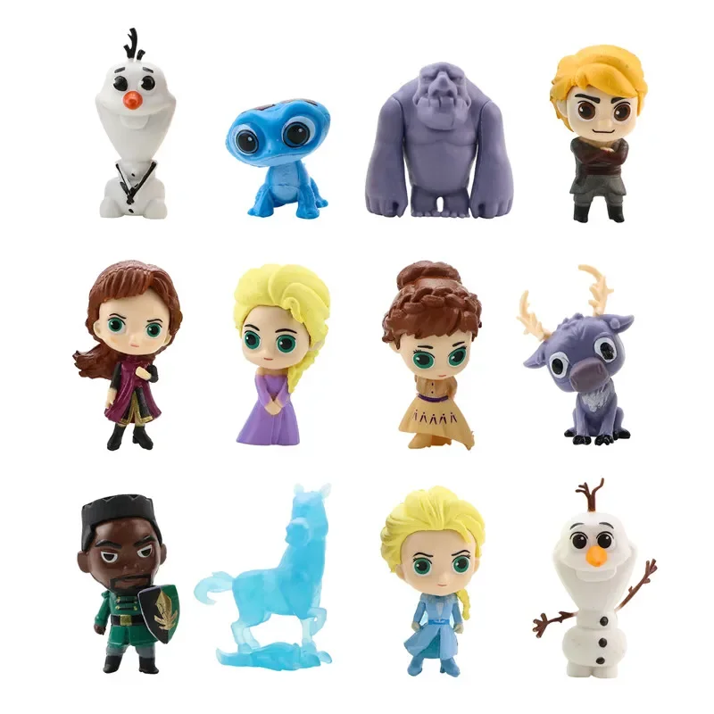 12Pcs/Set Anime Frozen Elsa Anna Action Figures PVC Princess Olaf Kristoff Sven Model Dolls Decoration Toy Kids Gift