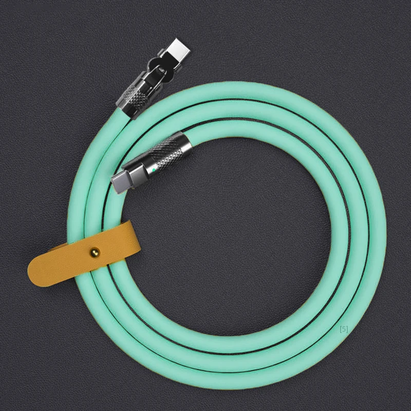 120 W 6a supersnel opladen type C siliconen 180 °   roterende elleboog TYPE-C-C datakabel 1M 2M USB-kabel USB C naar C oplaadkabel - afbeelding 1