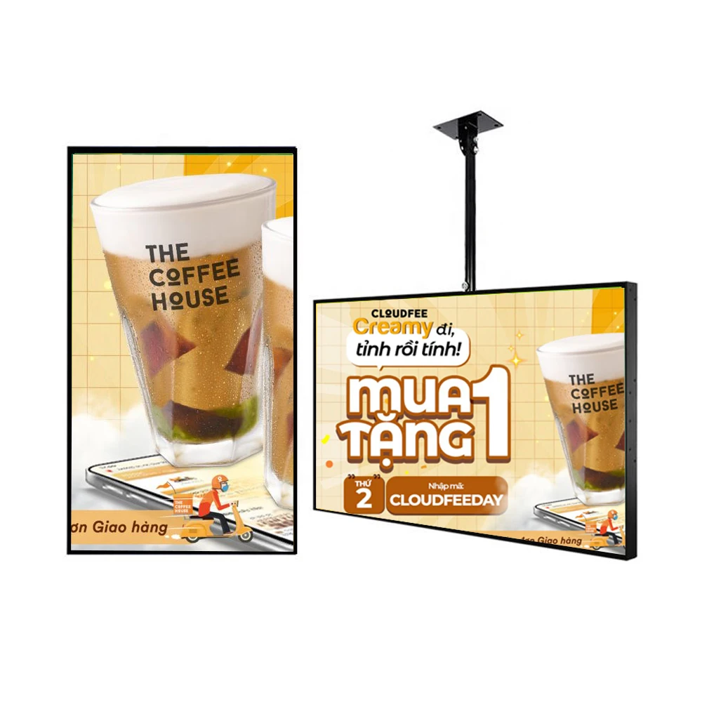 

Hanging Mounted 32 Inch Window Facing Display Advertising Lcd Digital Menu Board Support Restaurant Remote Control