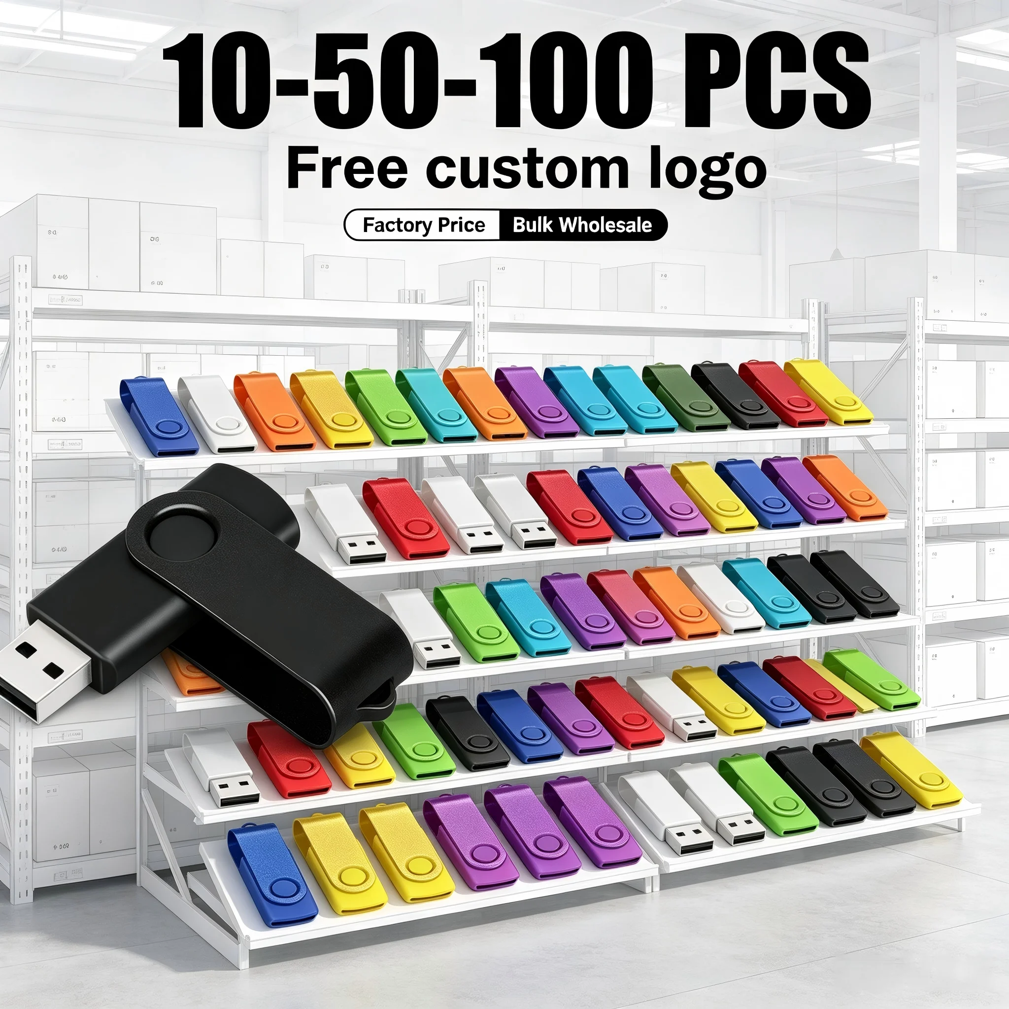 10/50/100Pcs USB2.0 Flash Drive Pendrive 1GB 2GB 4GB Pen Drive 8GB 16GB Memory Stick 32GB USB Stick 64GB 128MB Gift Free Custom