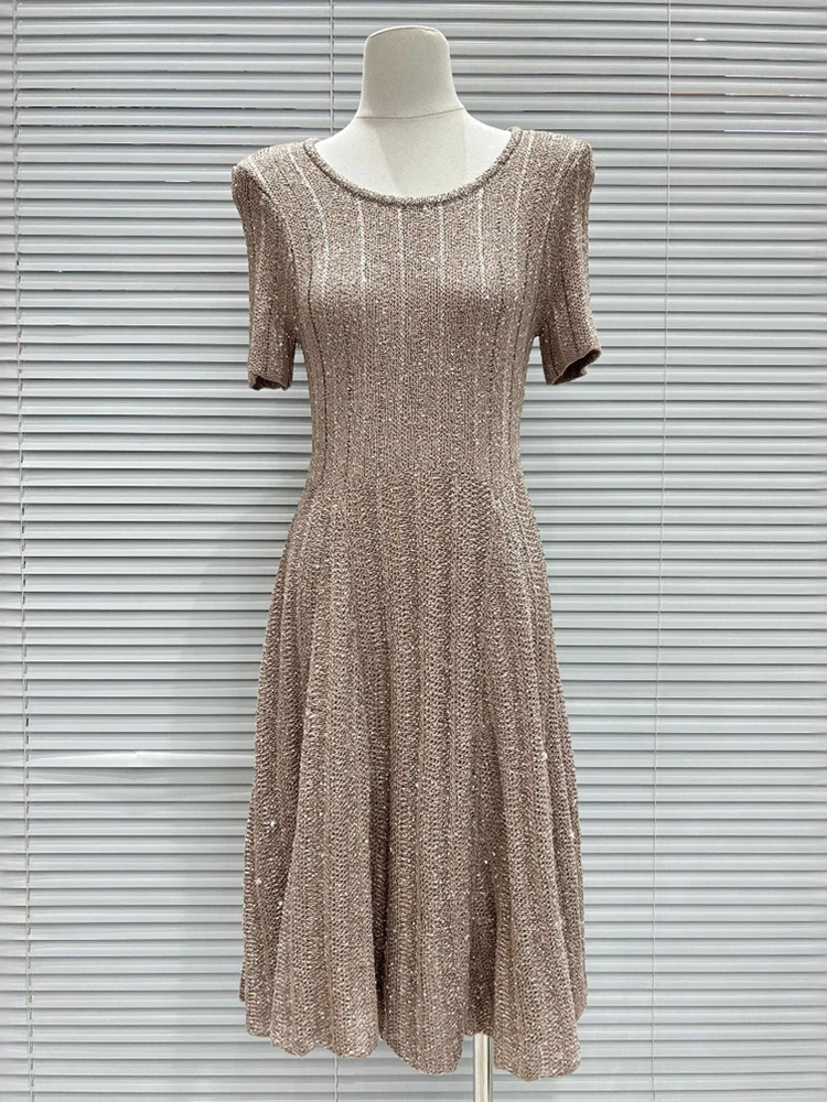 Ele rond Ne ort Sve Dr iny paillettes broderie lourde Version haut de gamme jupe trapèze trajet Sle été Dr