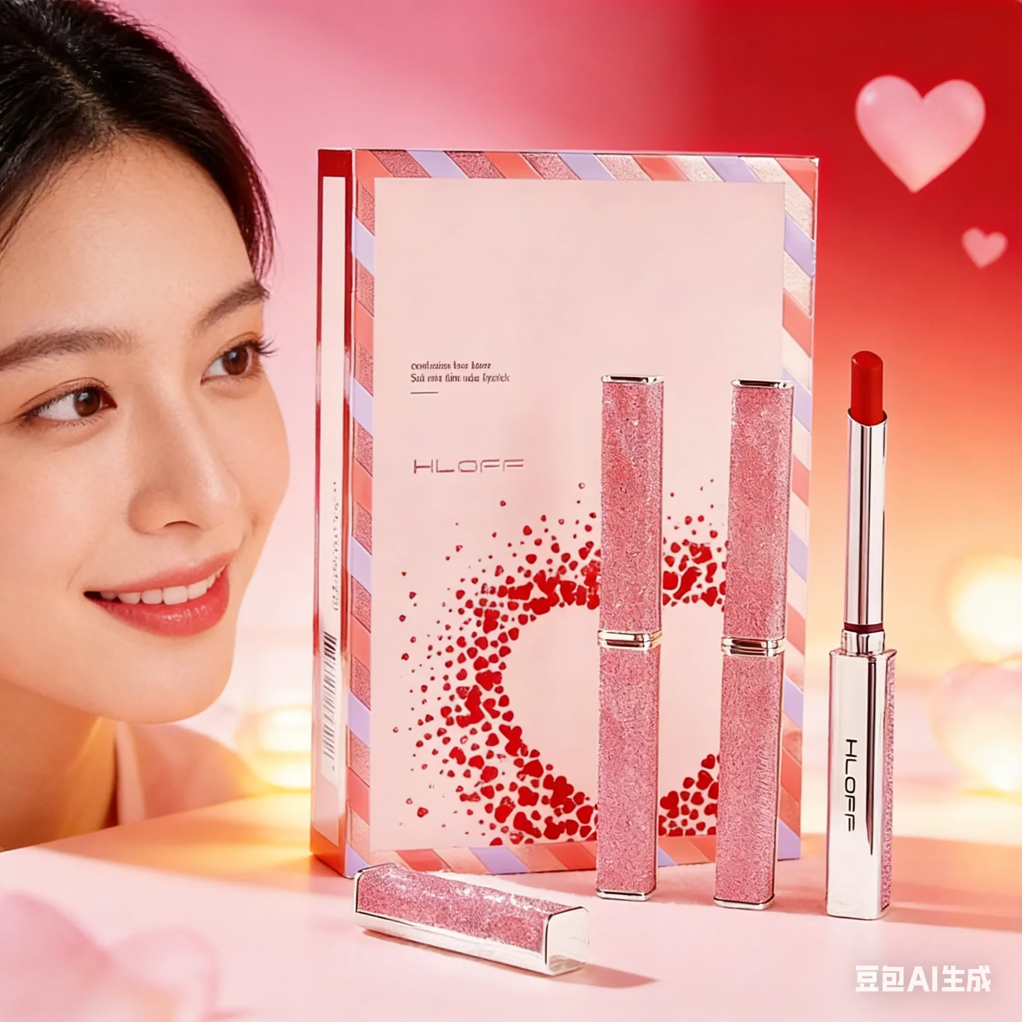 Conjunto de batom de tubo fino e neblina suave para confissão de dia dos namorados, presente romântico para seu kit de maquiagem labial perfeito