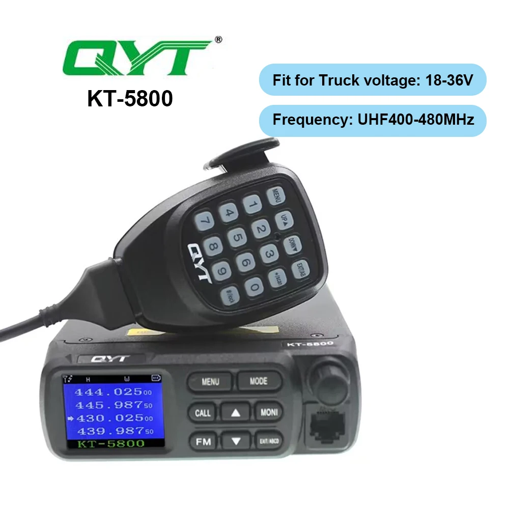 QYT KT-5800 18-36V UHF 400-480MHz 25W  Car Ham Radio Transceiver Mobile Truck KT5800 Vehicle Radio