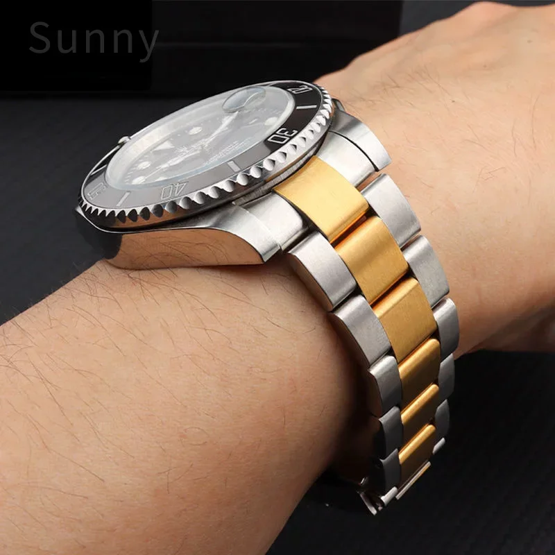 For Rolex Daytona Log Submariner Panda Black Green Water Ghost Waterproof Stainless Steel Watch Strap 20mm 21mm Watchband