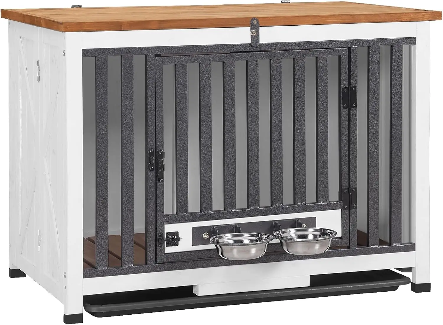 أثاث صندوق الكلاب للكلاب المتوسطة والصغيرة القابلة للطي وطاولة نهاية بيت الكلاب شديدة التحمل، بيت الكلب مع سقف مفتوح من الخشب الصلب