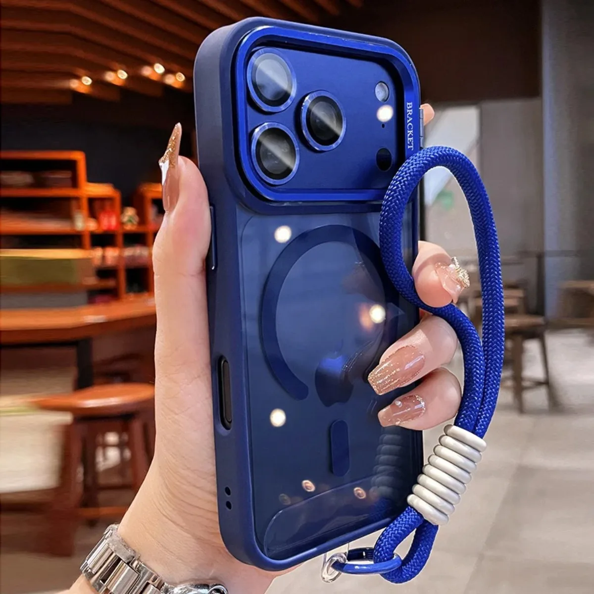 Camera Bracket Magsafe Phone Case for IPhone 17 Pro Max Air Wrist Strap Lens Film Cover for IPhone 16 15 14 Plus 11 12 13 Pro