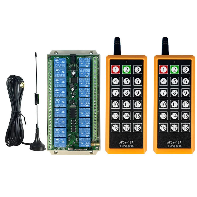 YHSD-601 DC 12V 24V18CH RF Wireless Remote Control Switch Radio Receiver With 2000M Long Distance Remote Controller Suckers