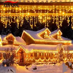 Christmas Decorations For Home Outdoor LED Curtain Icicle String Light Street Garland On The House Winter 220V 5m Droop 0.4-0.6m