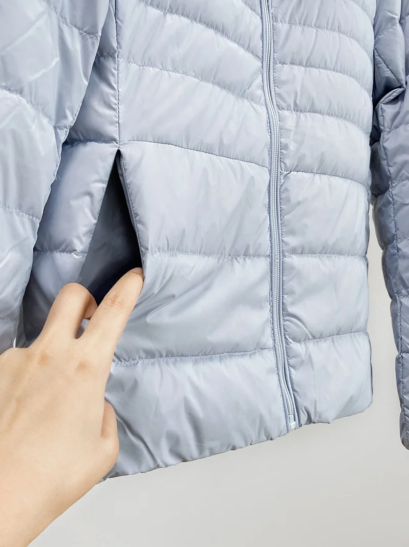 aphene Anti-Static Soft Fluffy 90 White Du down Warm Hooded down Jaet Women's Faion Commute Sle Zipper Closure Nylon