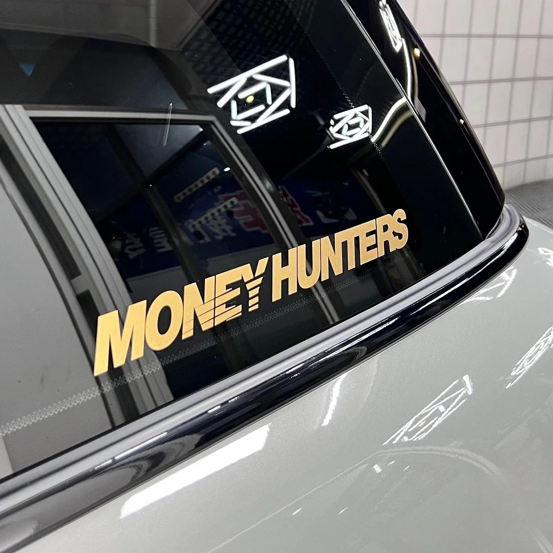 Money Hunter Vinyl Car Decal, Self-Adhesive Waterproof Racing Stripe Alphabet Sticker for Car Body Truck Rear Window Decor