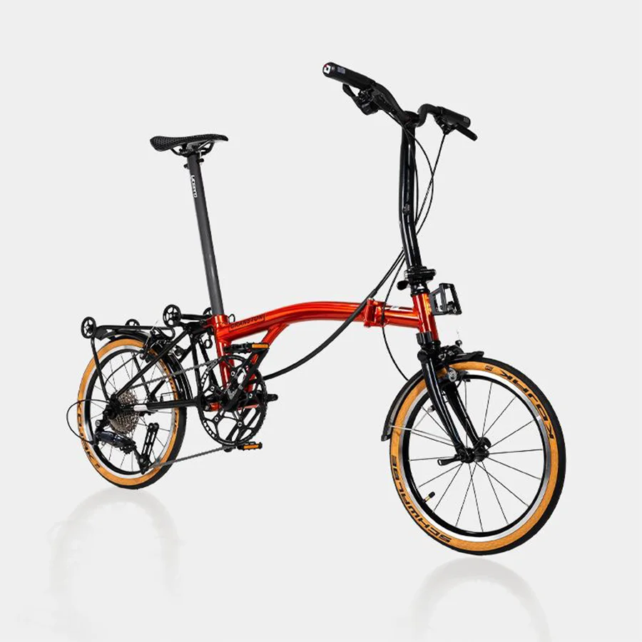 كرانستون S9 إطار من سبائك الألومنيوم طلاء كهرماني Y/S المقود 9 سرعة 16 بوصة ركاب ريترو خفيف الوزن ثلاثي دراجة قابلة للطي