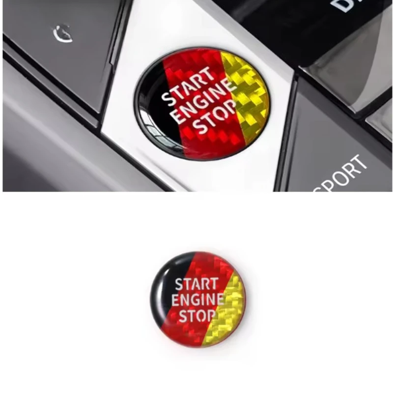 For BMW G30 G20 G22 G23 G26 X3 G01 X4 G02 G60 Engine Start Stop Button Trim Stickers Cover German Flag Car Interior Accessories