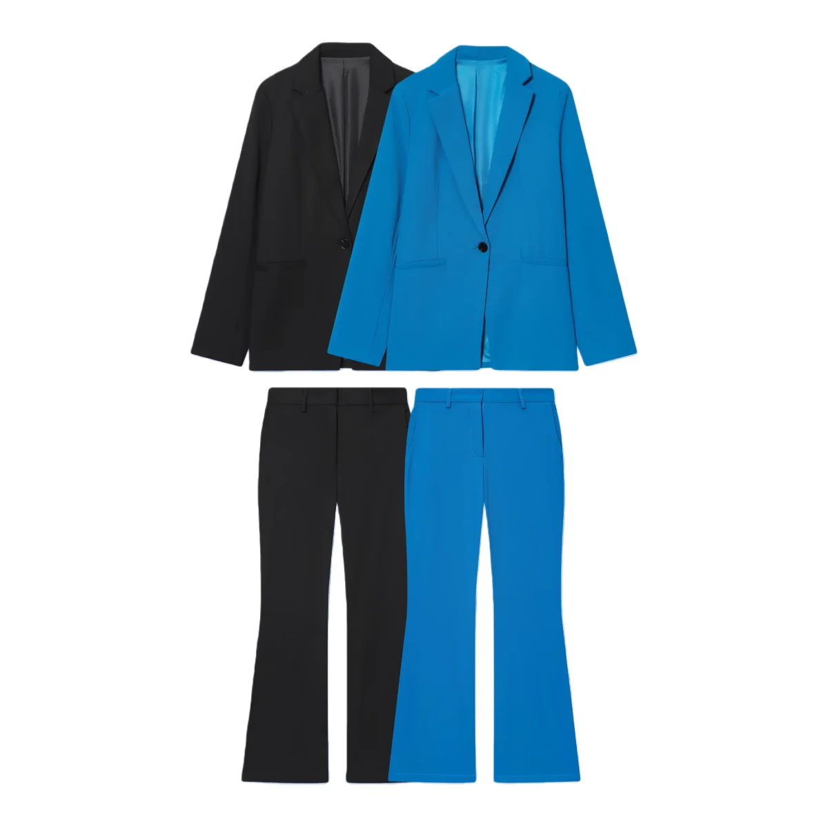 

Осень 2023, новый женский повседневный модный классический пиджак на одной пуговице + расклешенные брюки с высокой талией