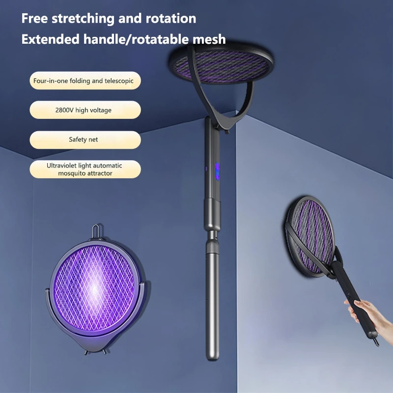 

Электрическая мухобойка-ловушка 6-в-1 с выдвижной ручкой для дома: уничтожитель комаров, насекомых и мух, лампа-уничтожитель насекомых