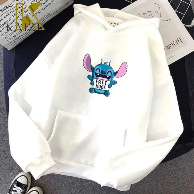 Disney-Sweat à capuche unisexe à motif de point, vêtements de couple, haut à la mode