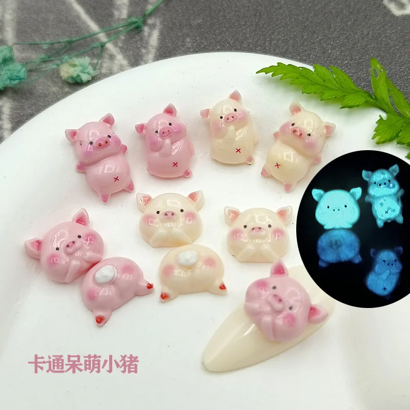 20PCS 3D Resin Cartoon Nail Art Pig Charms Kawaii Accessories Parts For Nails Decoration Design Supplies Manicure Decor Material