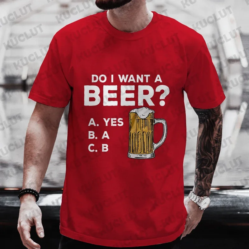 Oversized Mens T-shirts Summer Beer Print Tee Shirt Funny Beer Retro Cool Design Street Short Sleeve Top Beer Friday Men Clothes