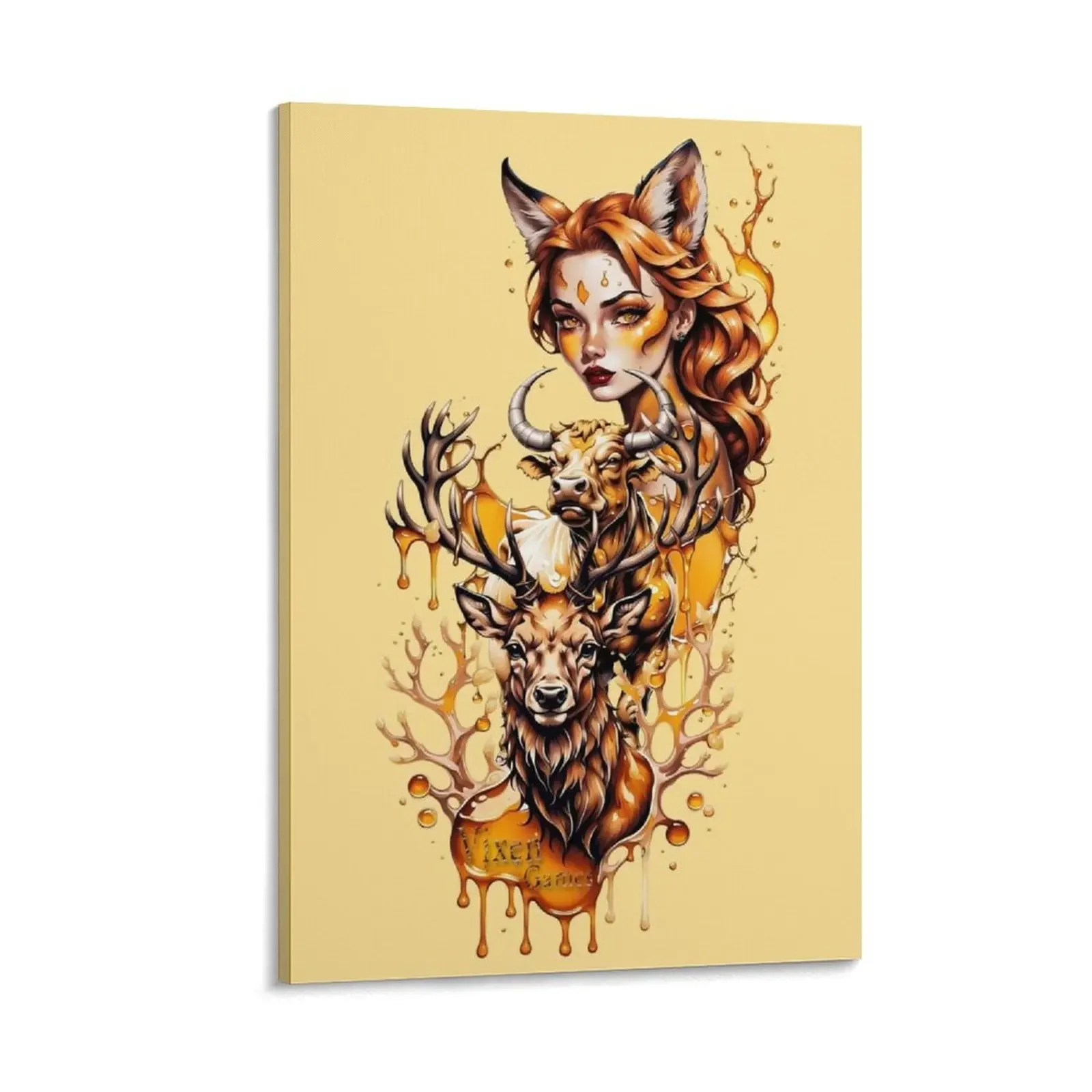 

Vixen Stag and Bull Honey drip Canvas Painting accessories for home decor home decoration accessories Bedroom deco art
