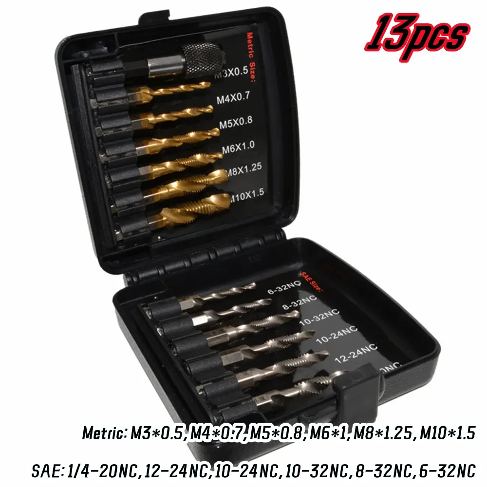 

Bit Screw Drill Drill Drilling Tool Shank Tap Set Bit Hex Combination For Pieces 3-in-1 & Bits Tapping SAE/Metric 13