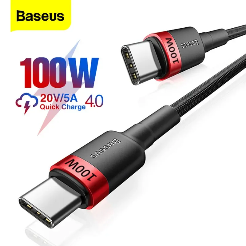 כבל Baseus 100W USB C ל-USB סוג C טעינה מהירה PD כבל מטען 5A USB-C סוג C עבור iPhone17 MacBook Samsung Xiaomi
