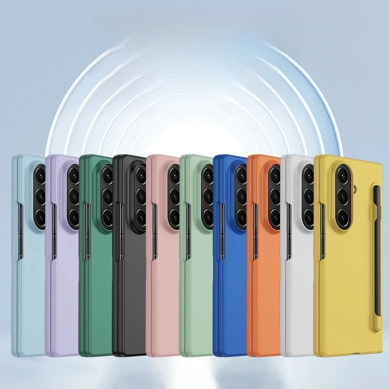 حافظة متعددة الألوان رفيعة للغاية غير لامعة لهاتف سامسونج جالاكسي Z Fold 7 6 5 4 فتحة قلم مع قلم لمس غطاء صلب مقاوم للصدمات