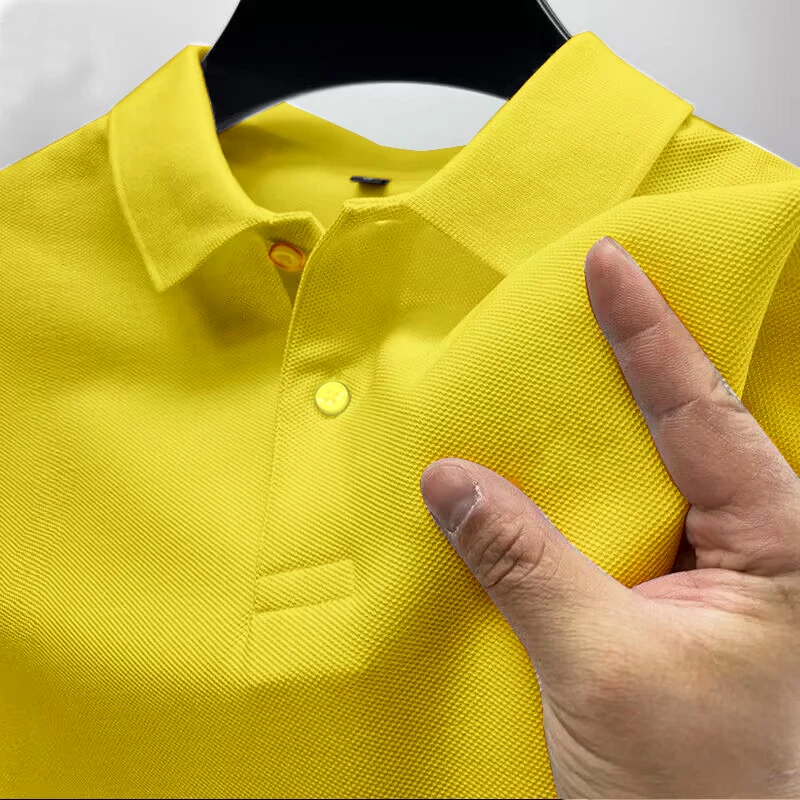2025 New Hot Sale Men's Summer Casual Breathable Comfortable Polo Shirt Men's Solid Color High Quality Short Sleeve T-Shirt gym