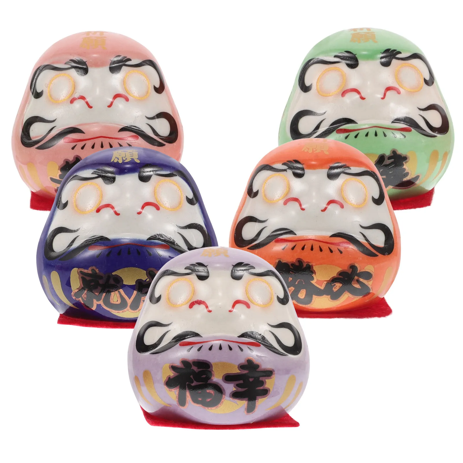 5Pcs Egg Ornament Japanese Style Ceramic Mini Decor for Desk Bookshelf Car Dashboard Good Luck Home Office Decoration