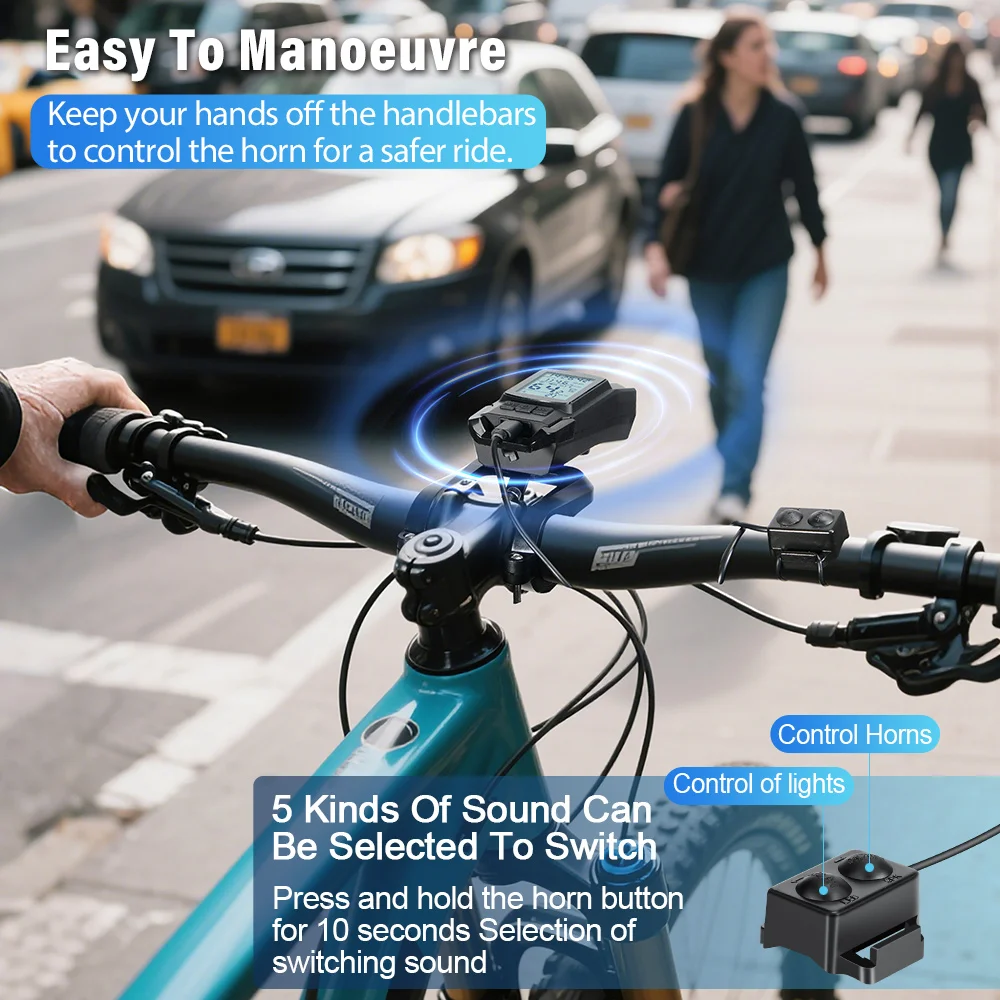 Bike Headlight GPS Speedometer Horn 3 in 1 Multifunctional Rechargeable Bicycle Front Lamp Cycling Computer MTB Bike Accessories
