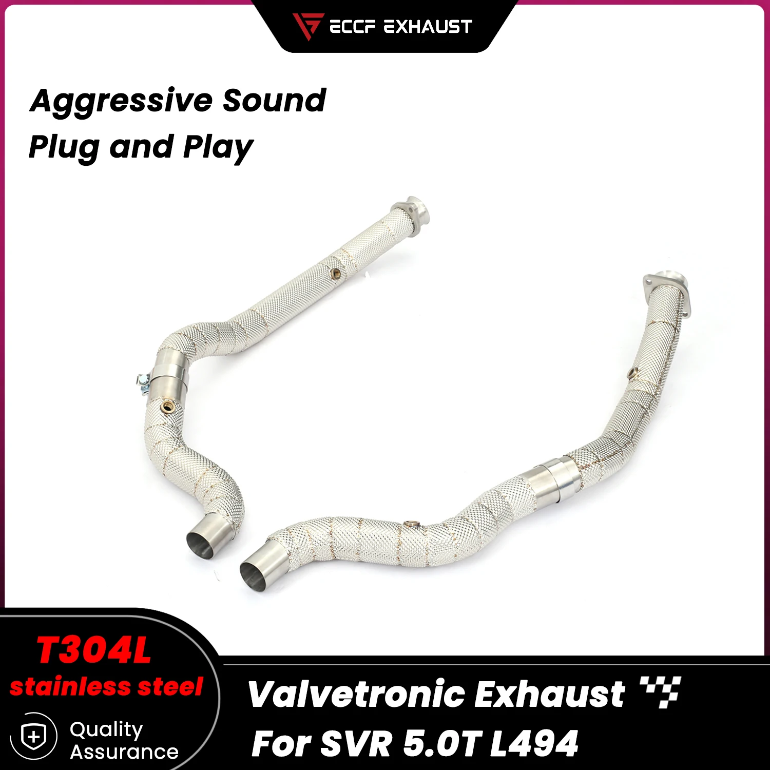 

Sporty Downpipe With Heat Shield For Land Rover Range Rover Sport SVR 5.0T L494 Aggressive Exhaust Sound High Flow