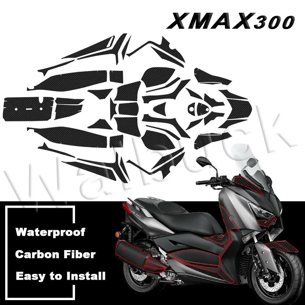 Carbon Fiber Fuel Tank Cover Sticker Rubber Fairing Protect Decal Accessories Waterproof For XMAX300 X-MAX300 xmax 300