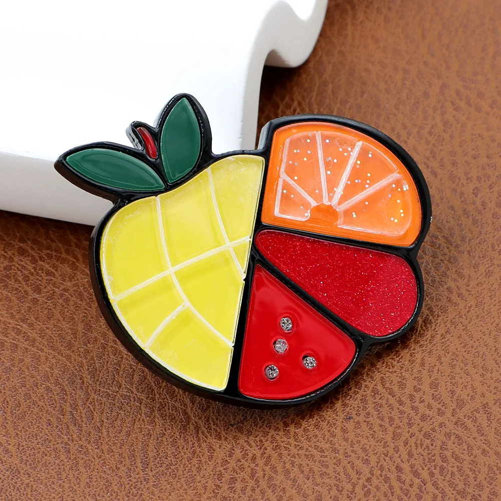 CINDY XIANG Acrylic Summer Design Fruit Brooch Multi-layer Handmade Accessories High Quality