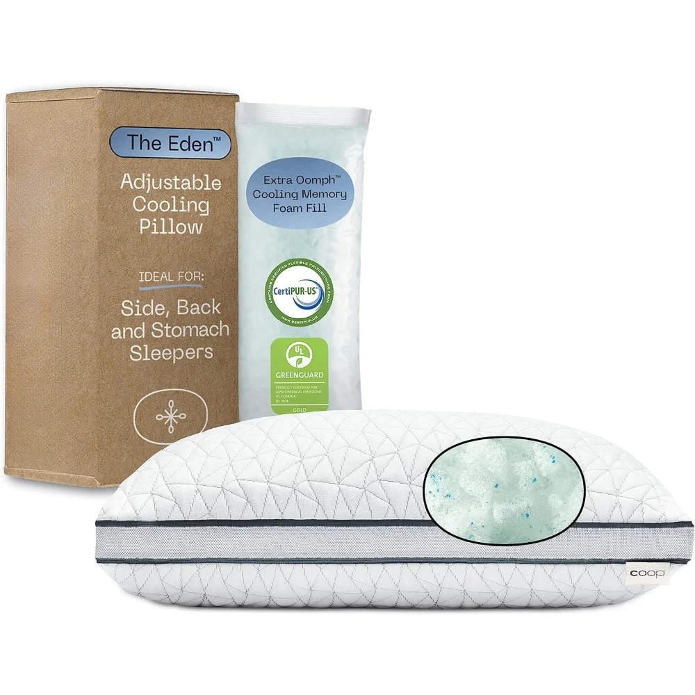 

Bed Pillow Queen Size for Sleeping on Back, Stomach and Side Sleeper- Medium Soft Memory Foam Cooling Gel
