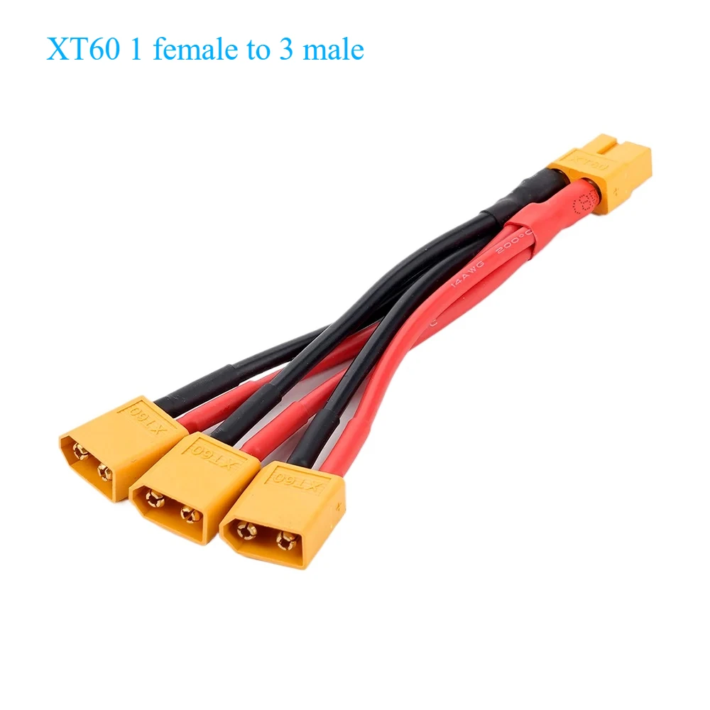 XT60 Paralleler Batterieanschluss Stecker/Buchse Kabel Dual Extension Y Splitter 3-Wege 14AWG Silikondraht für RC Drone Batteriemotor