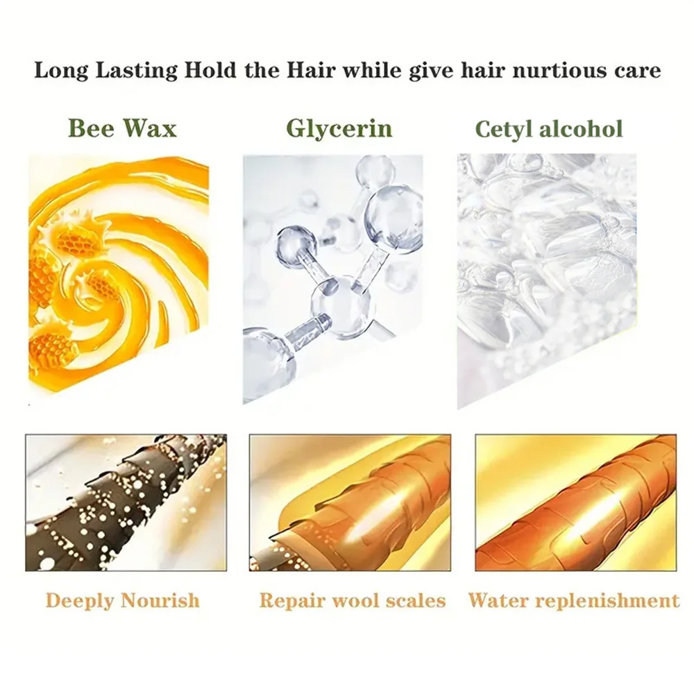 Hair Wax Stick Hair Styling Wax Stick for Taming Flyaways, Smoothing Frizzy Hair Along Hairline & Nape, Flexible Hold for Sleek