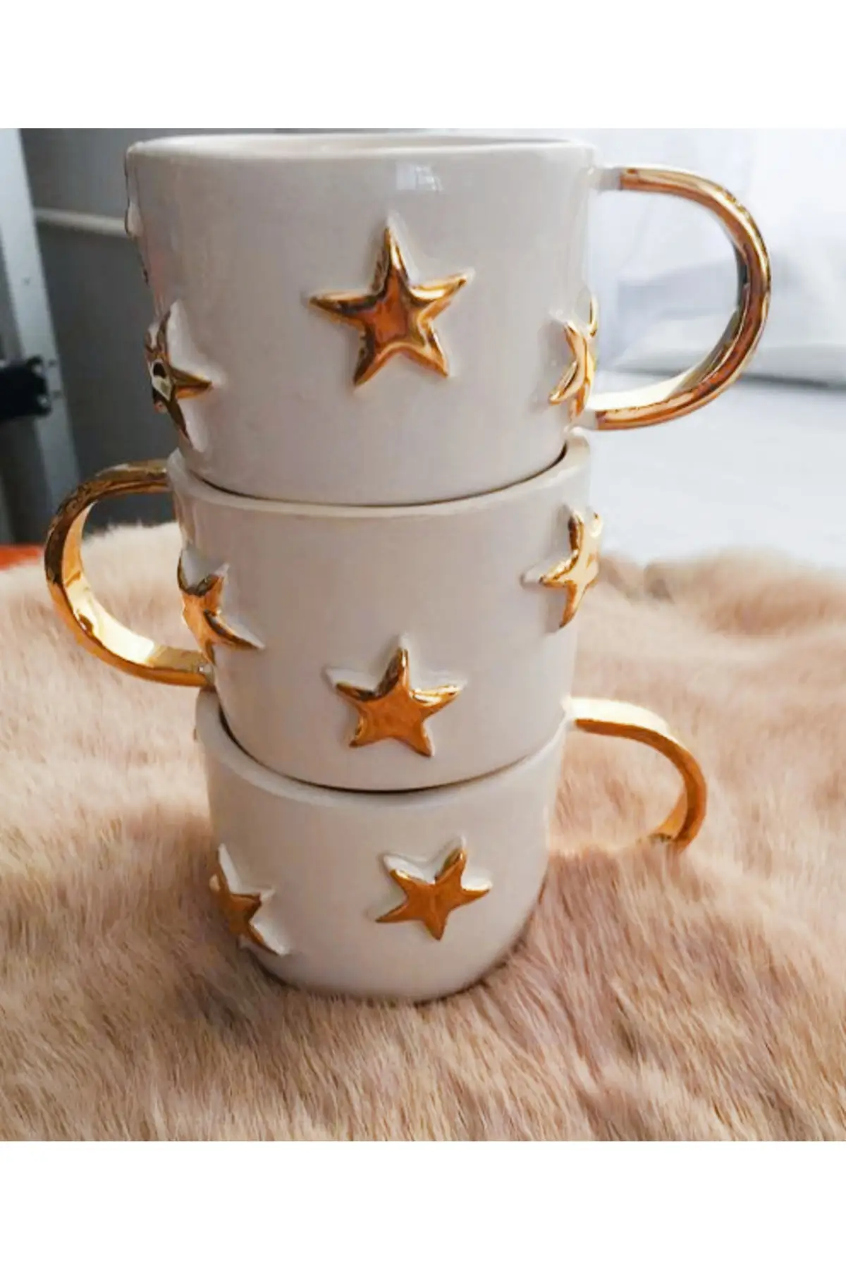 DOLBOVI 24 sterling gold embroidered, star figured, 100 handmade, gift double turkish coffee cup cup