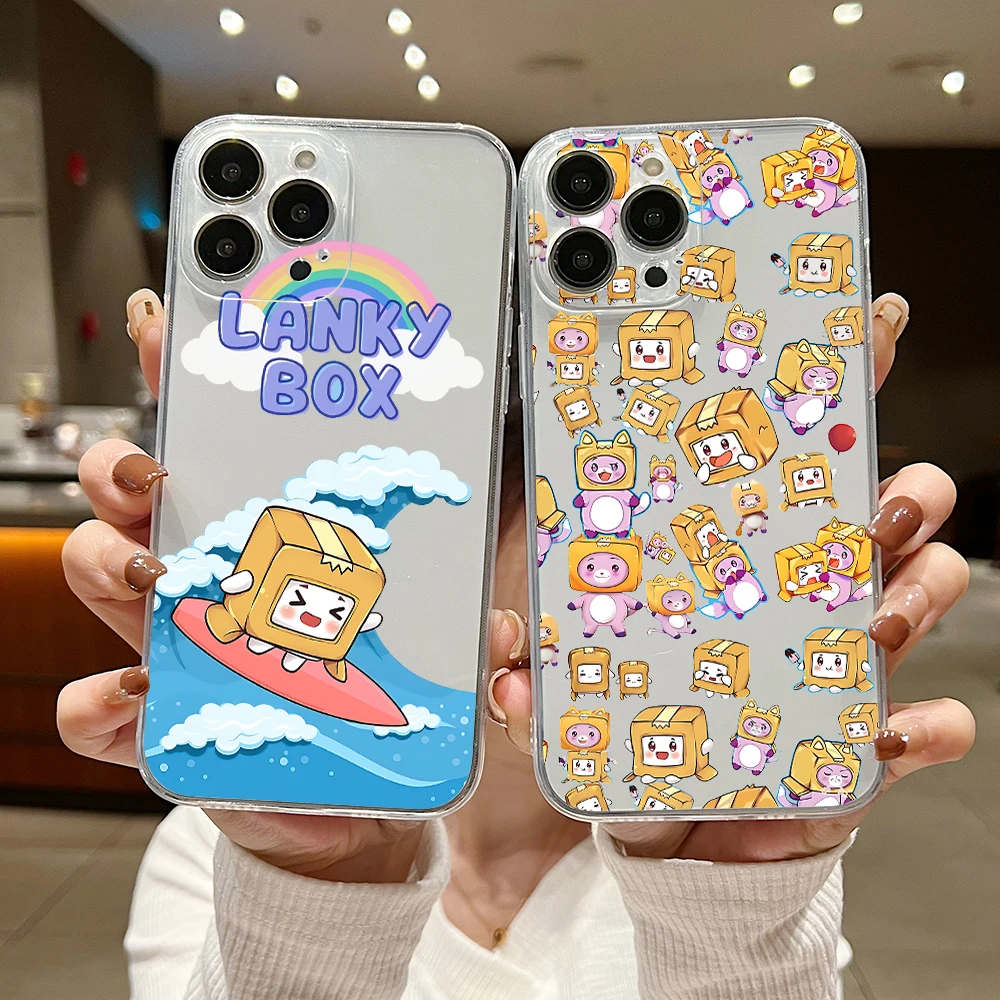 Cute Cartoon Cute HOT LankyBoxs Phone Case for IPhone 16 15 14 13 12 11 Mini Pro Max X XR XSMax 7 8 Plus SE20 Transparent Cover