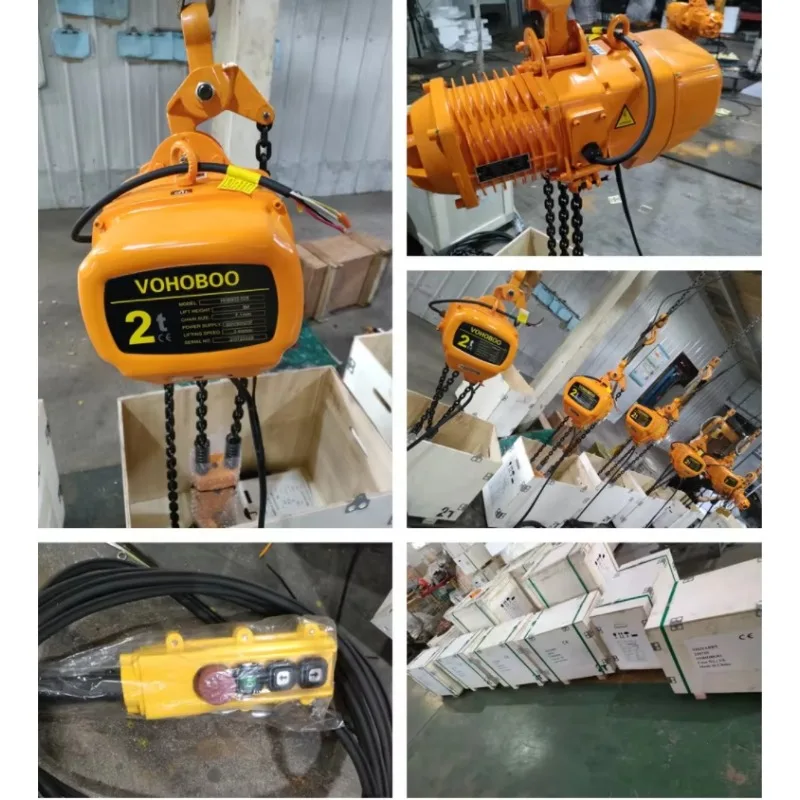 

HHBB Type 2T Electric Chain Hoist Hook Trolley 220V/380V Motor Metal Construction Lifting Equipment For Restaurant New
