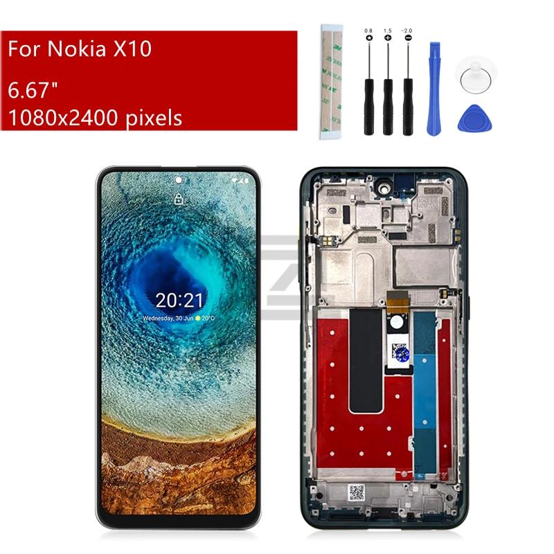 IPS LCD For Nokia X10 LCD Display Touch Screen Digitizer Assembly With Frame TA-1350 TA-1332 Screen Replacement Part