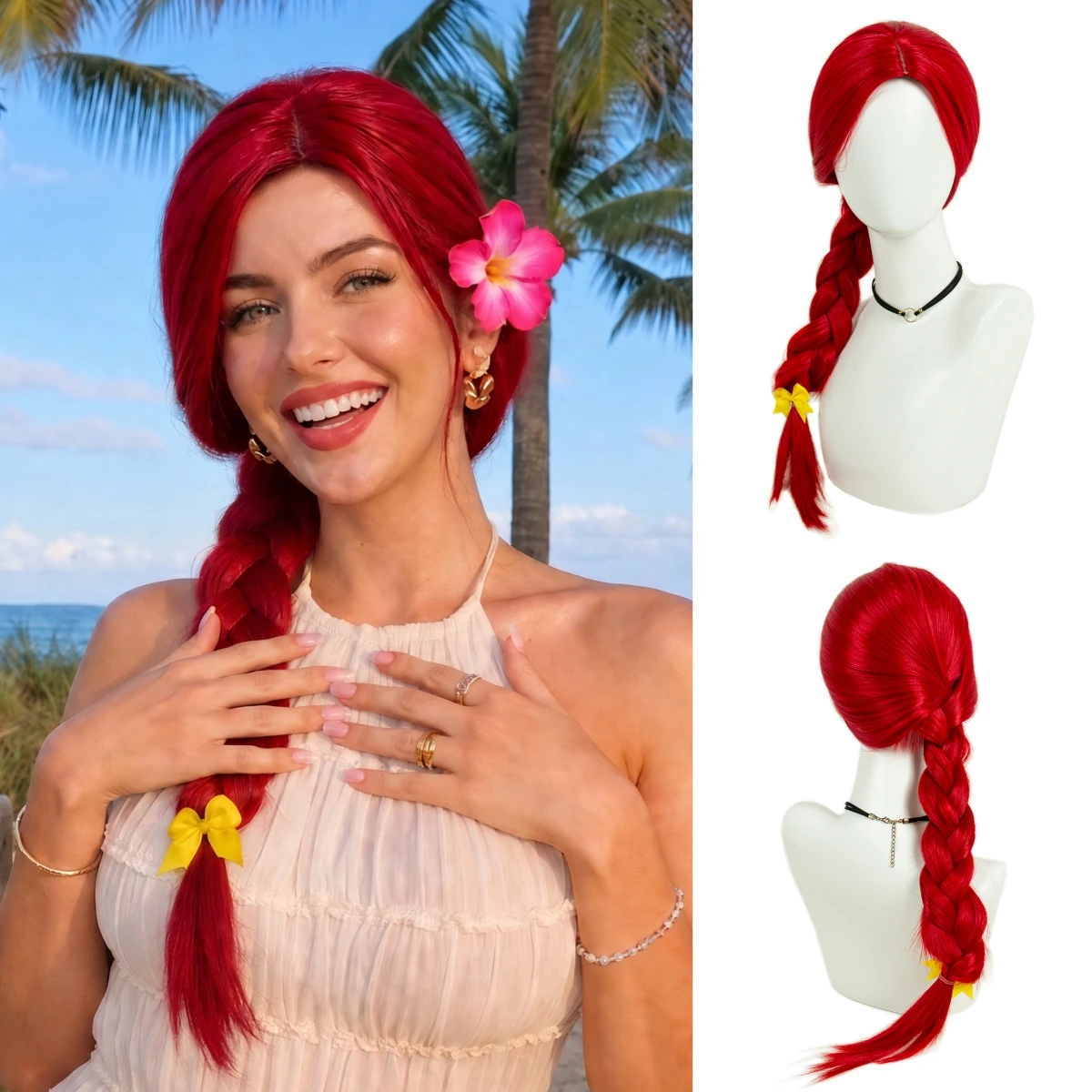 REEWES Toy 5 Costume Wigs Brown Cowboy Hair Red Braid Wig Jessie Cosplay Halloween Costume 2026 Accessory Synthetic for Adults view 5