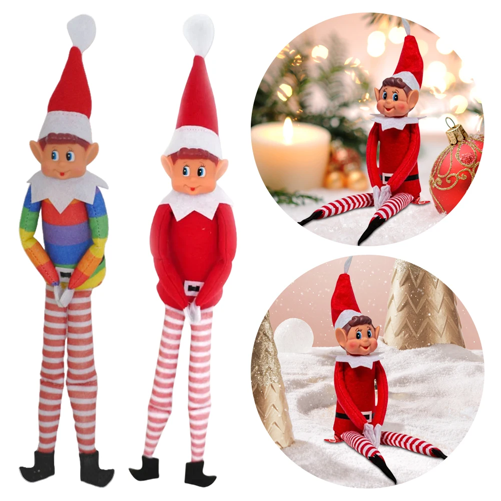 42cm Christmas Elf Behaving Badly Plush Toy Novelty Long Bendy Naughty Boy Elf Doll Home Decoration Xmas Tree Decor Kids Gifts