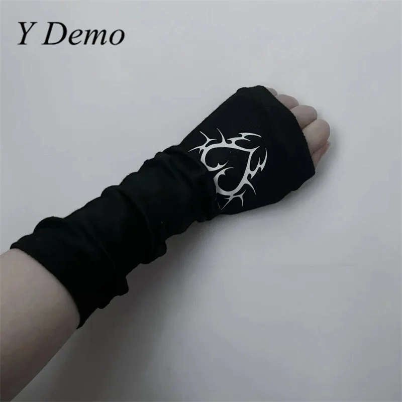 Y Demo Harajuku Letters Elastic Casual Gloves Rock Ninja Style Pattern Hand Accessory