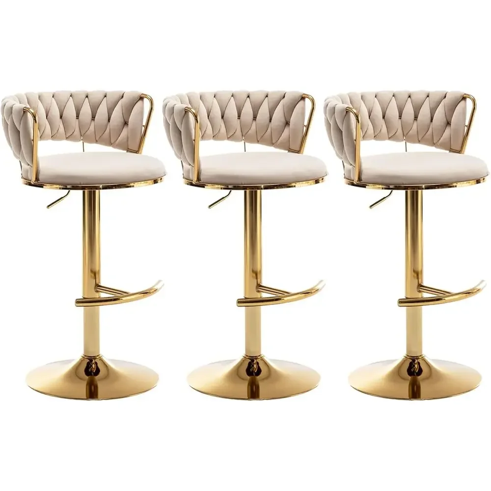 

Набор из 3 бежевых барных стульев с низкой спинкой, вращающихся, для кухонного острова или бара