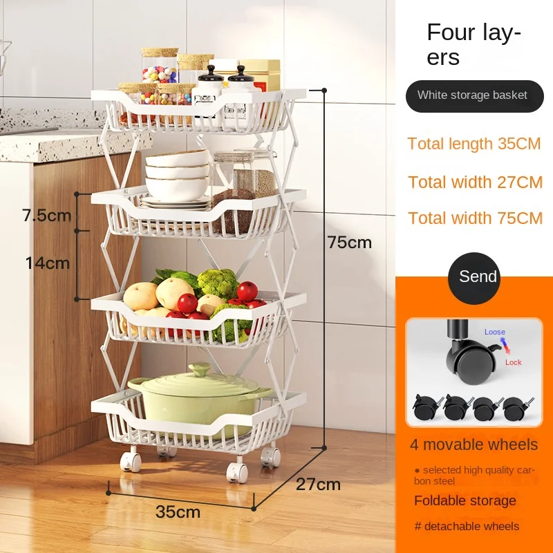 Fourth Floor Floor Rotating Multi-layer Kitchen Supplies Storage Rack Folding Black Carbon Steel Fruit And Vegetable Seasoning R