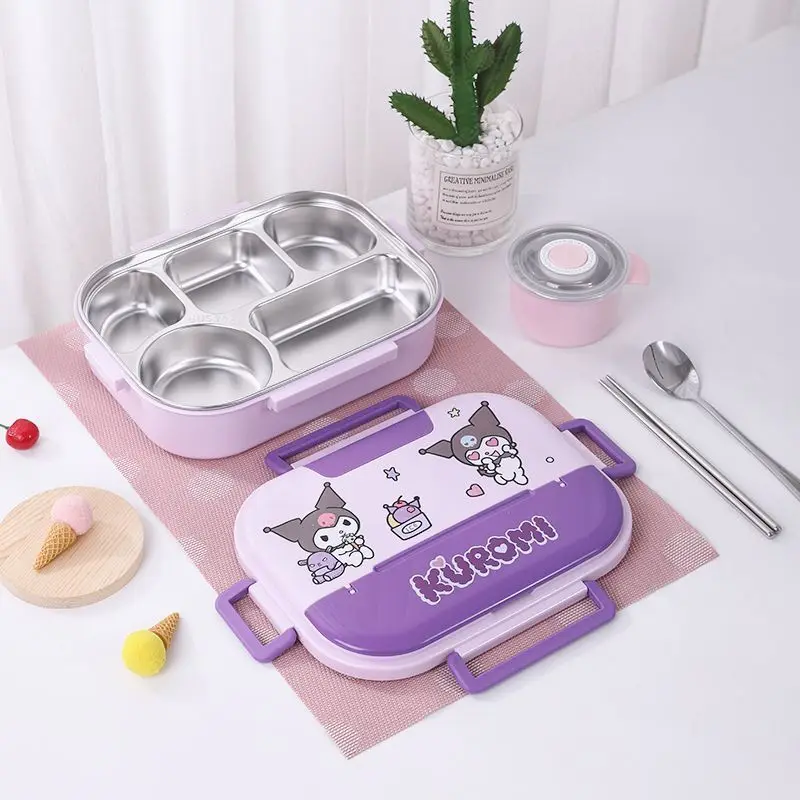 

Sweet Hello Kitty Cinnamoroll Anime Kawaii Sanrio Lunch Box Cute Kuromi My Melody Divider Plate Tableware Gifts for Girls