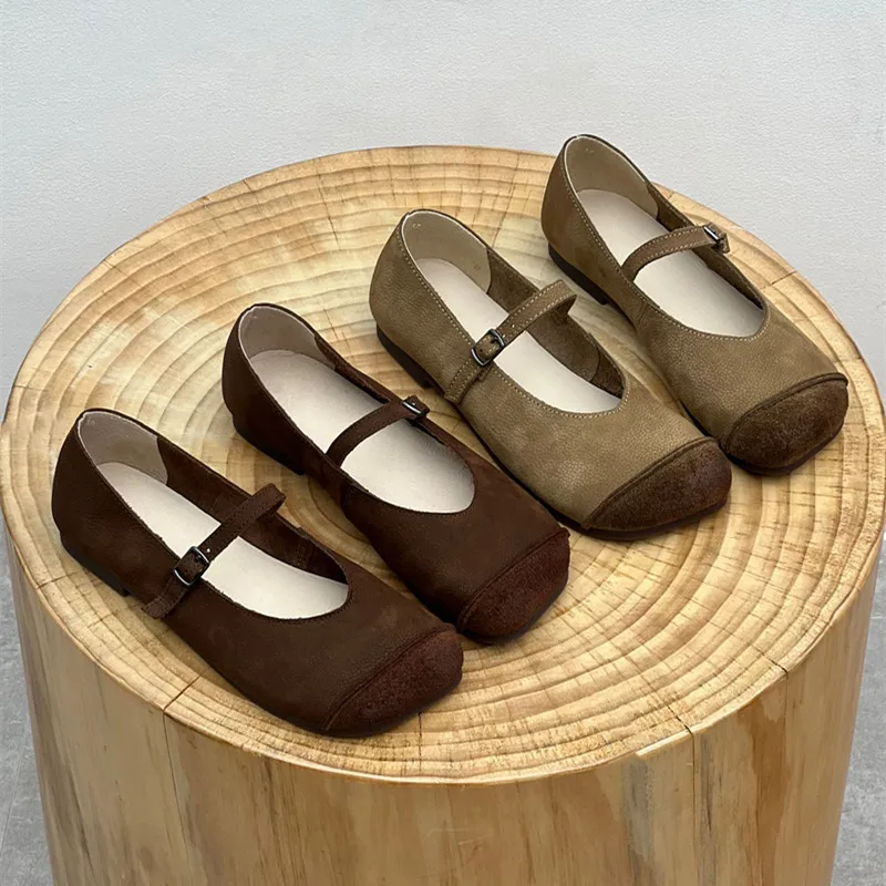 

Женская обувь из воловьей кожи в стиле ретро для отдыха на открытом воздухе, прогулок, мягкие туфли на плоской подошве, полевая обувь для фермеров, натуральная кожа