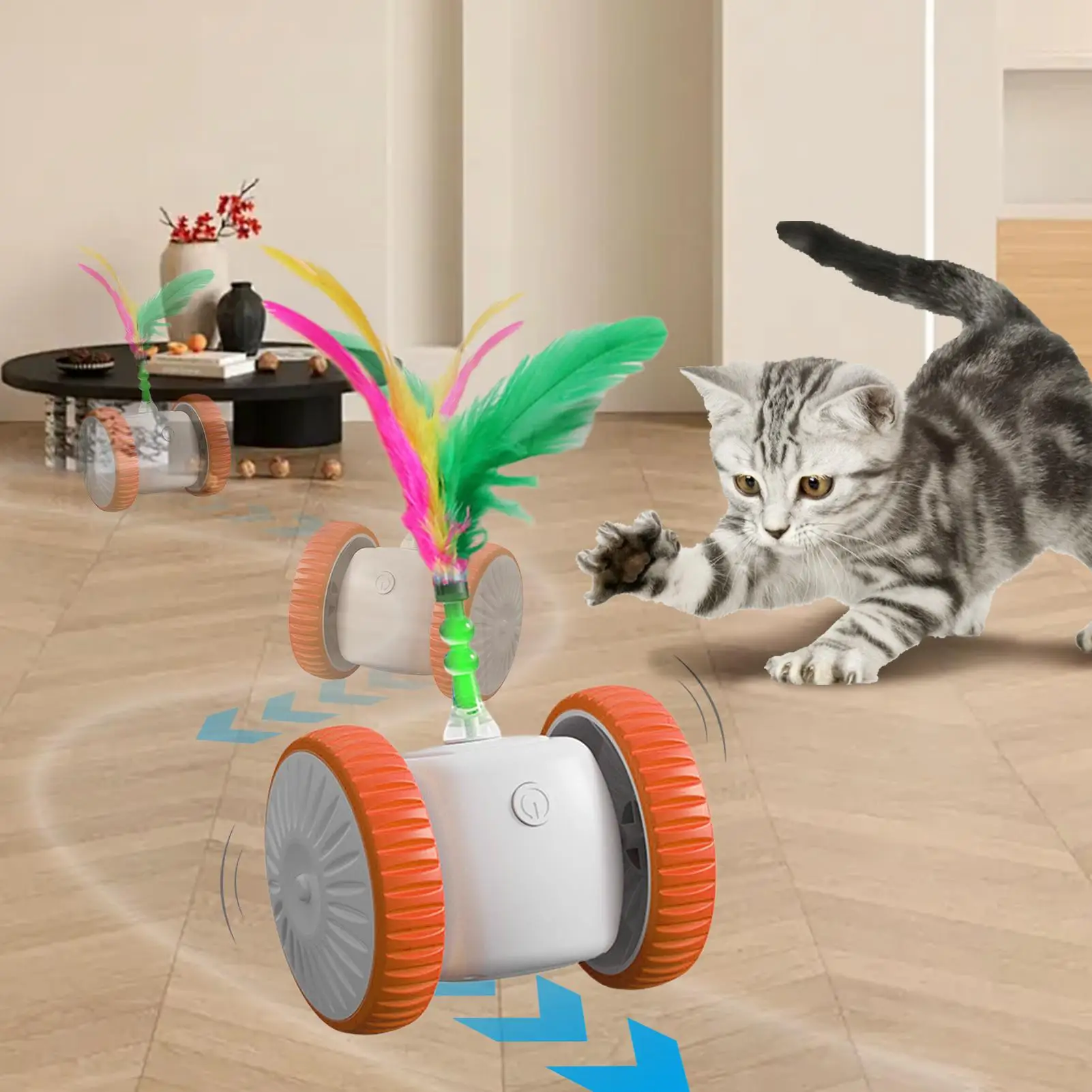 Electric Cat Toy Cat Motion-activated Intelligent Game With Feathers Moving Simulation Kitten Toy For Exercise Training Daily