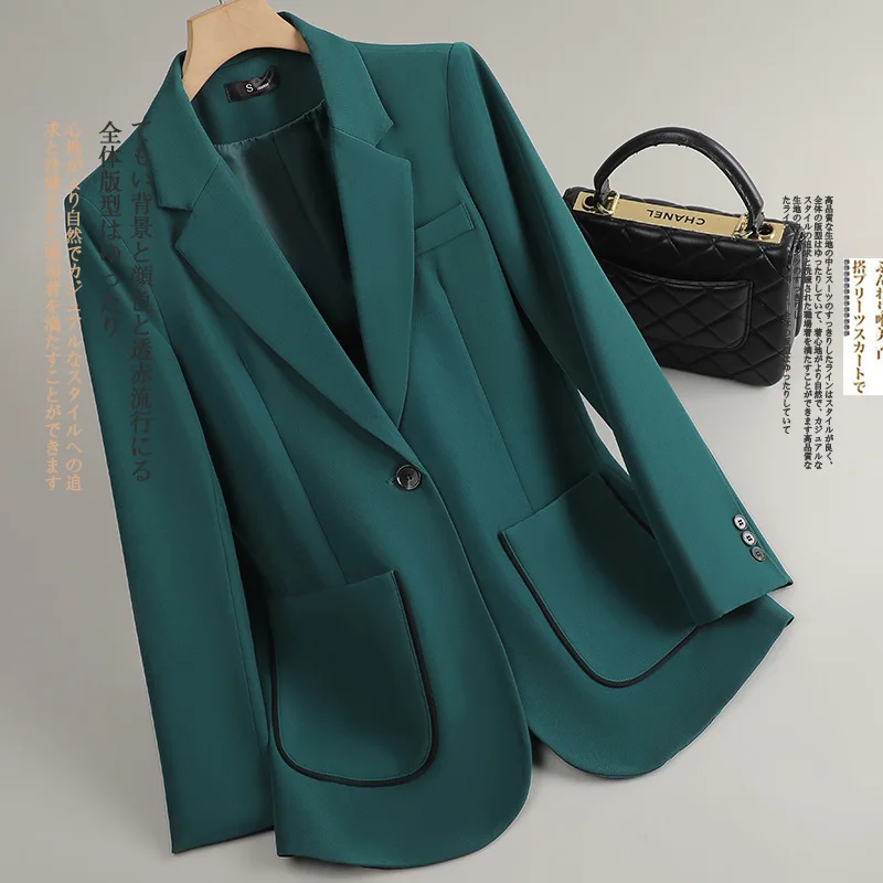 Women Blazer Ladies Autumn Winter Long Sleeve Formal Jacket Coat with Pocket Female Single Button Business Work Wear Suit Jacket