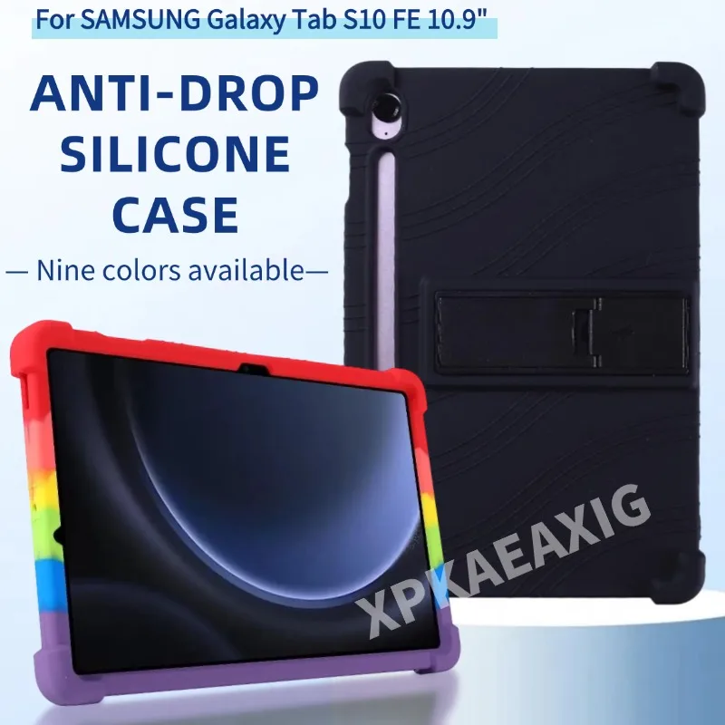 for Samsung Galaxy Tab S10 FE 10.9Inch Soft Tablet Kickstand Case 2025 SM-X520 X526B 4 Shockproof Airbags  Safety  Cover