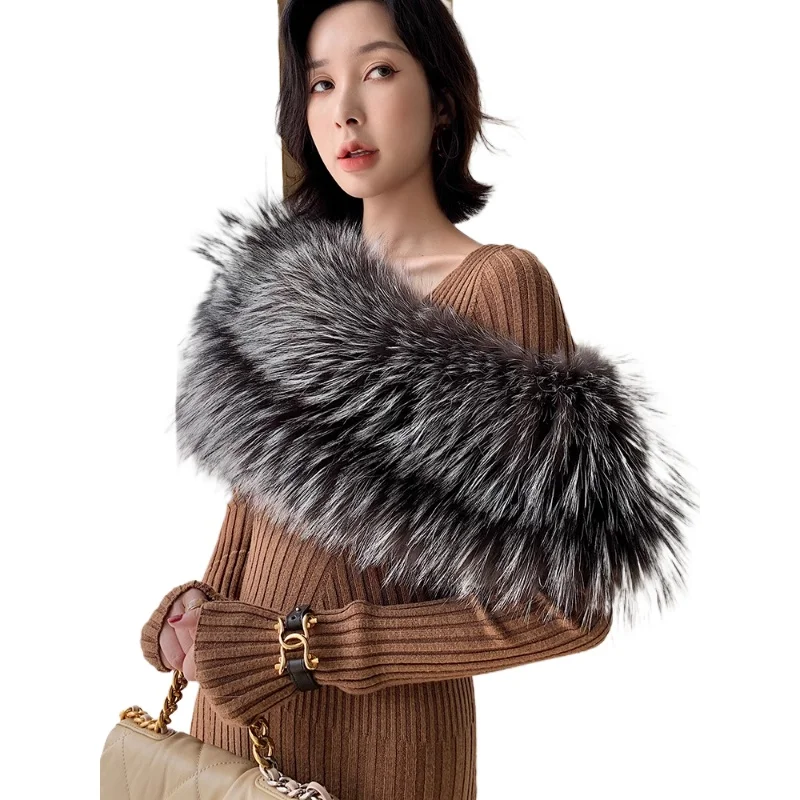 Autumn and winter women's new warm fashion fox fur shawl big scarf dual-purpose bridal dress shawl